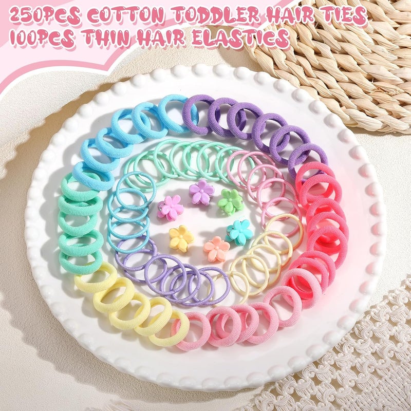 AuraRay 360PCS Soft Cotton Hair Ties for Toddlers & Baby - No Damage Elastics Seamless Ponytail Holders for Little Girls Daily Hair Accessories - Image 3